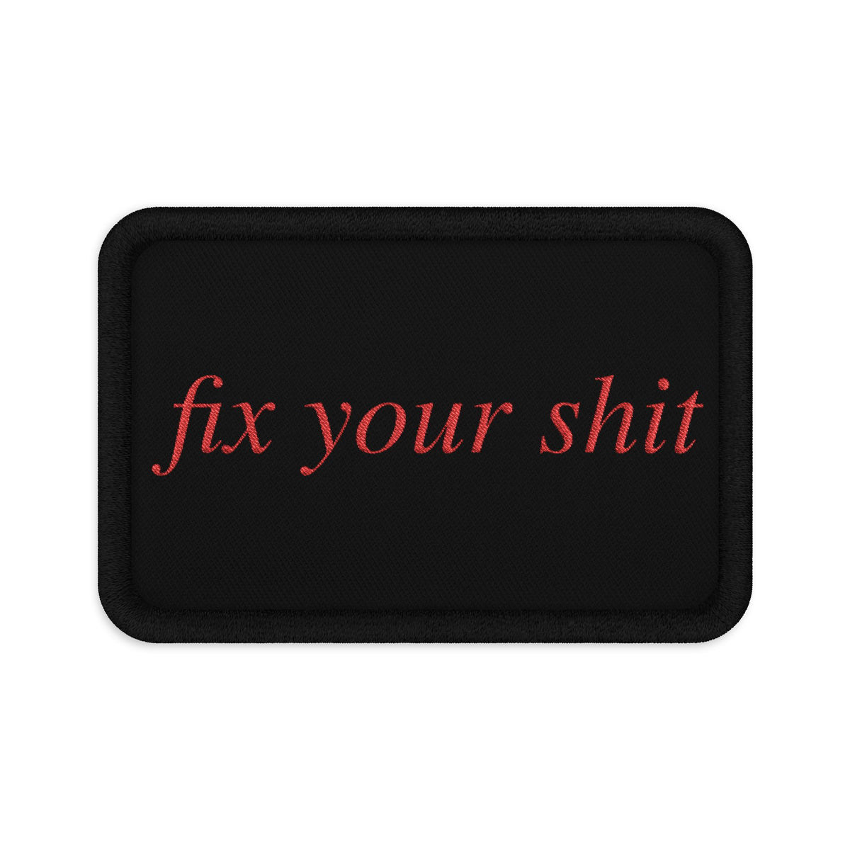 No ShopCo FYS 3 x 2 inch tactical patch, red script on black