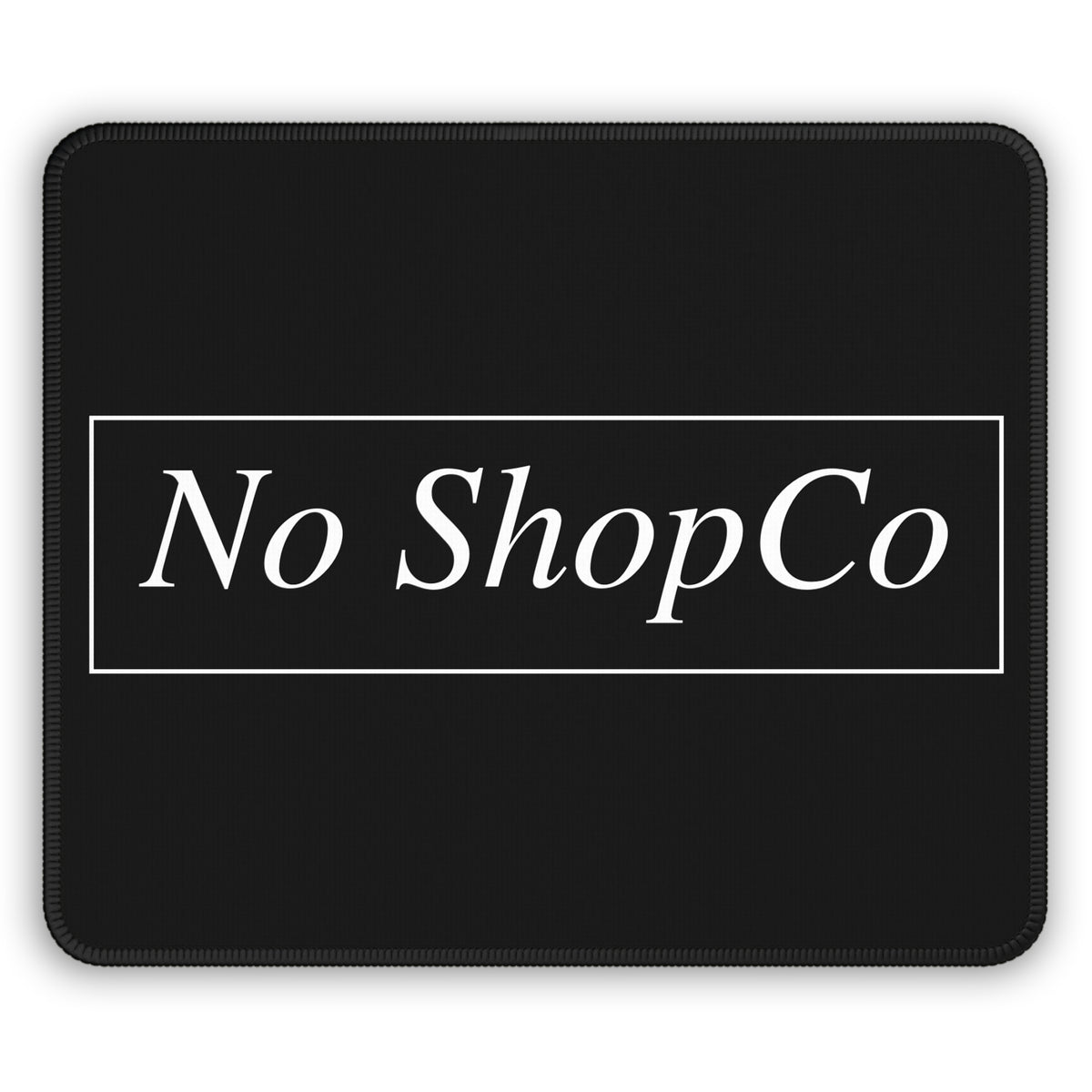 No ShopCo Logo black gaming mouse pad with white framed logo
