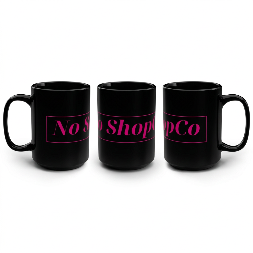 No ShopCo Logo 15oz black mug, fuchsia logo – photo 5