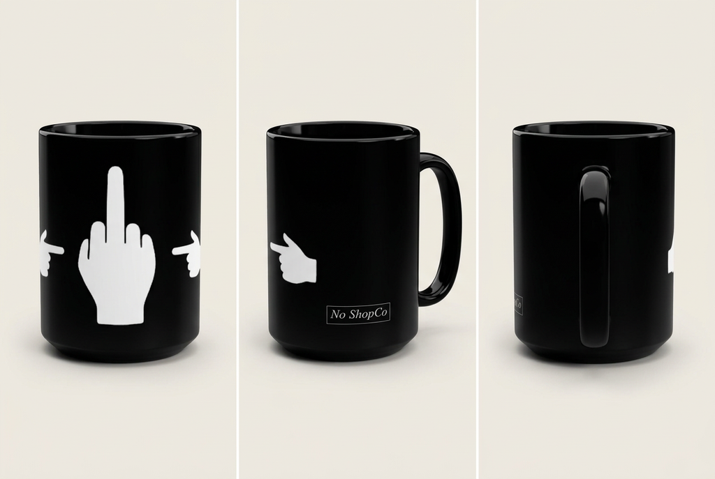 No ShopCo Pointer Finger 15oz black mug, white – photo 5
