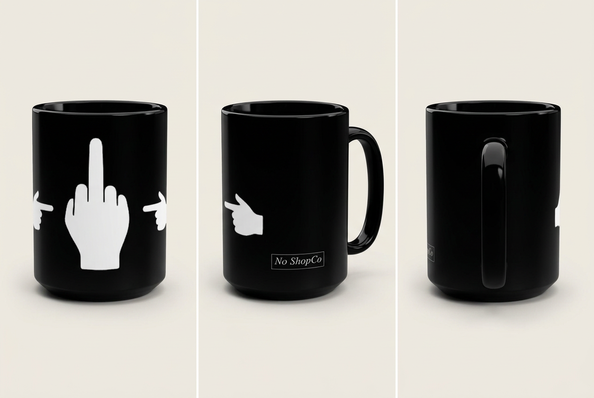 No ShopCo Pointer Finger 15oz black mug, white – photo 5